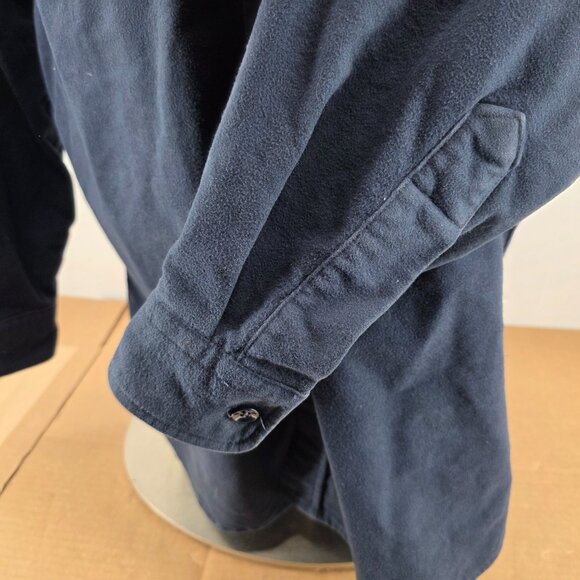 Vintage LL Bean Chamois Cloth Shirt Mens XL Navy Mallard Embroidered USA 90s - Picture 10 of 12